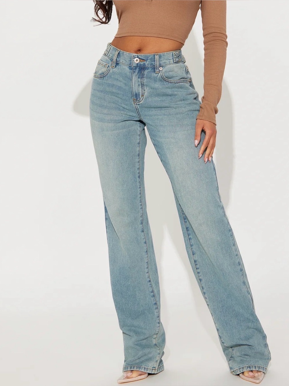 Fashionnova Dani Drop Waist Straight Leg Jeans - Medium Wash
